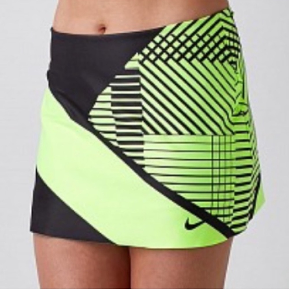 Nike Women's Spring Print Power Spin Skirt XS Green/ Neon green genie Bouchard - Picture 2 of 6